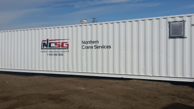 Norther Crane Services container with logo on side