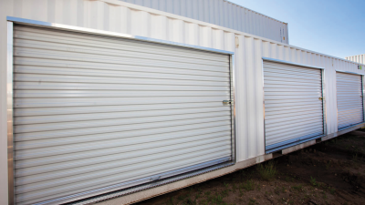 Exterior of container with three bay doors closed