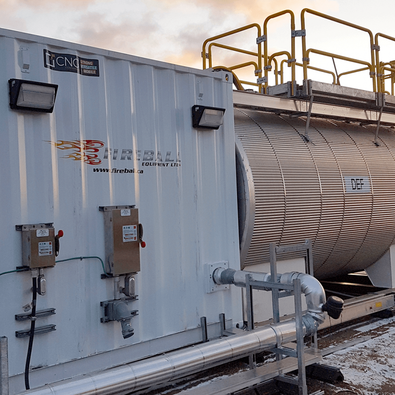 Exterior of a fully integrated container with electrical switches on the side