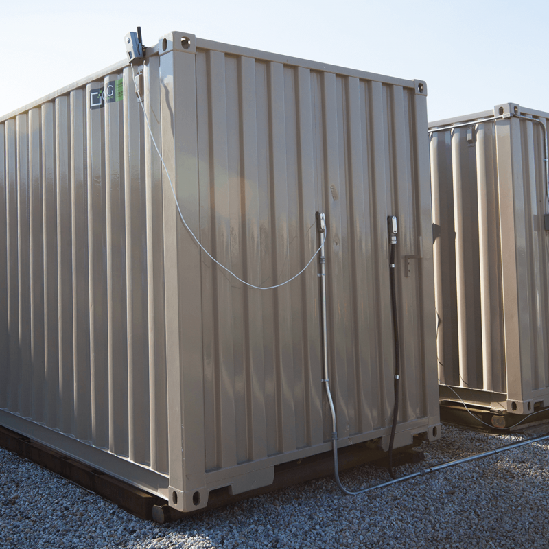 Exterior of beige office container