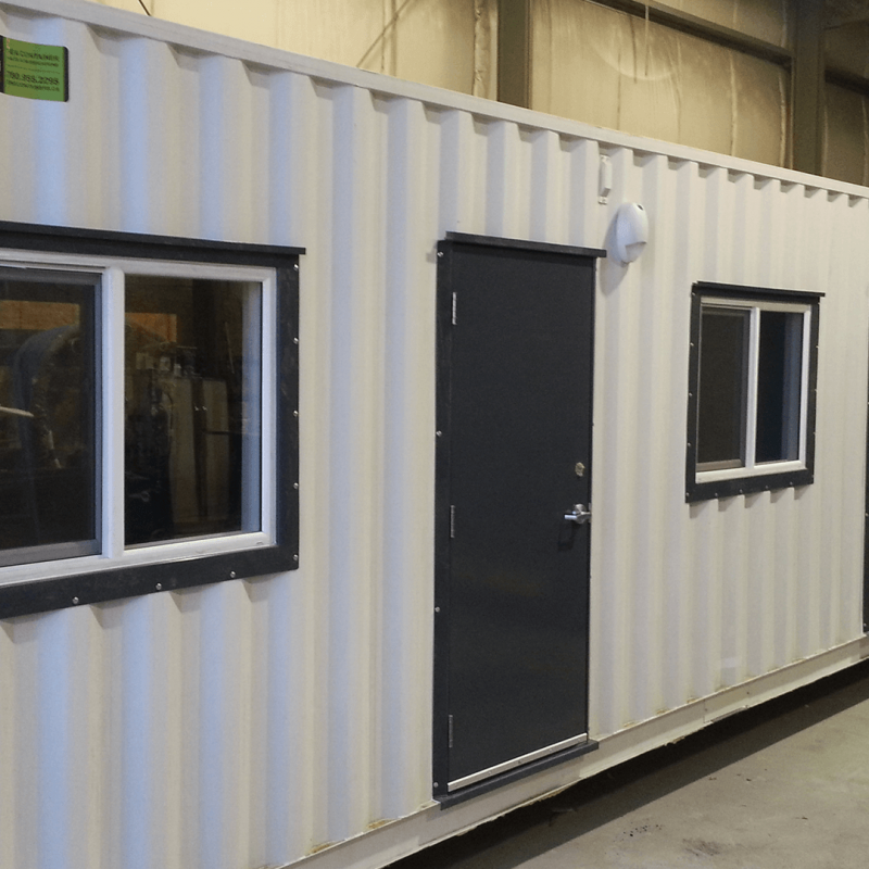 Office container with three doors and three windows