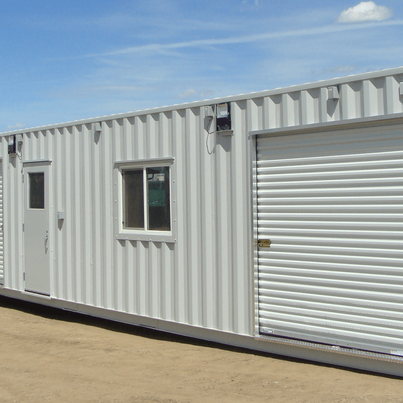 Site security container with two garage style doors