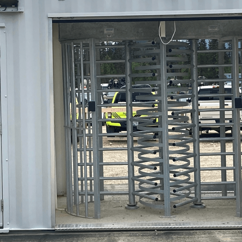 Close up of security gate on security container